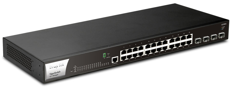 DrayTek VigorSwitch G2282x L2+ Managed 24-Port Gigabit Switch with 4 x 10GbE SFP+ Ports and Power Backup Input