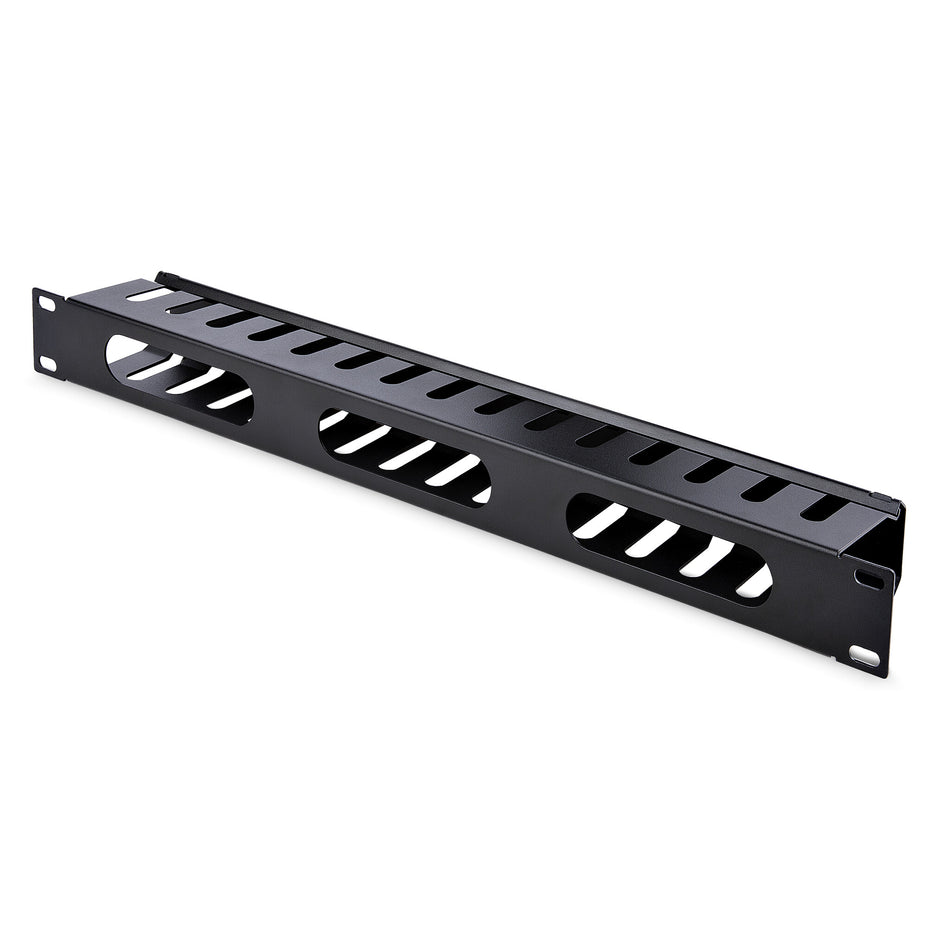 StarTech.com Horizontal 1U Server Rack Cable Management Finger Duct w/ Cover - 19" Network Rack Wire Duct Raceway Panel - Slotted Wire Duct