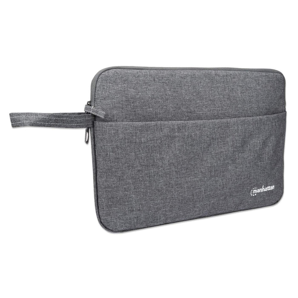 Manhattan Seattle Laptop Sleeve 14.5", Grey, Padded, Extra Soft Internal Cushioning, Main Compartment with double zips, Zippered Front Pocket, Carry Loop, Water Resistant and Durable, Notebook Slipcase, Three Year Warranty