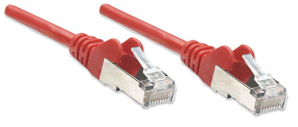 Intellinet Network Patch Cable, Cat5e, 7.5m, Red, CCA, SF/UTP, PVC, RJ45, Gold Plated Contacts, Snagless, Booted, Lifetime Warranty, Polybag