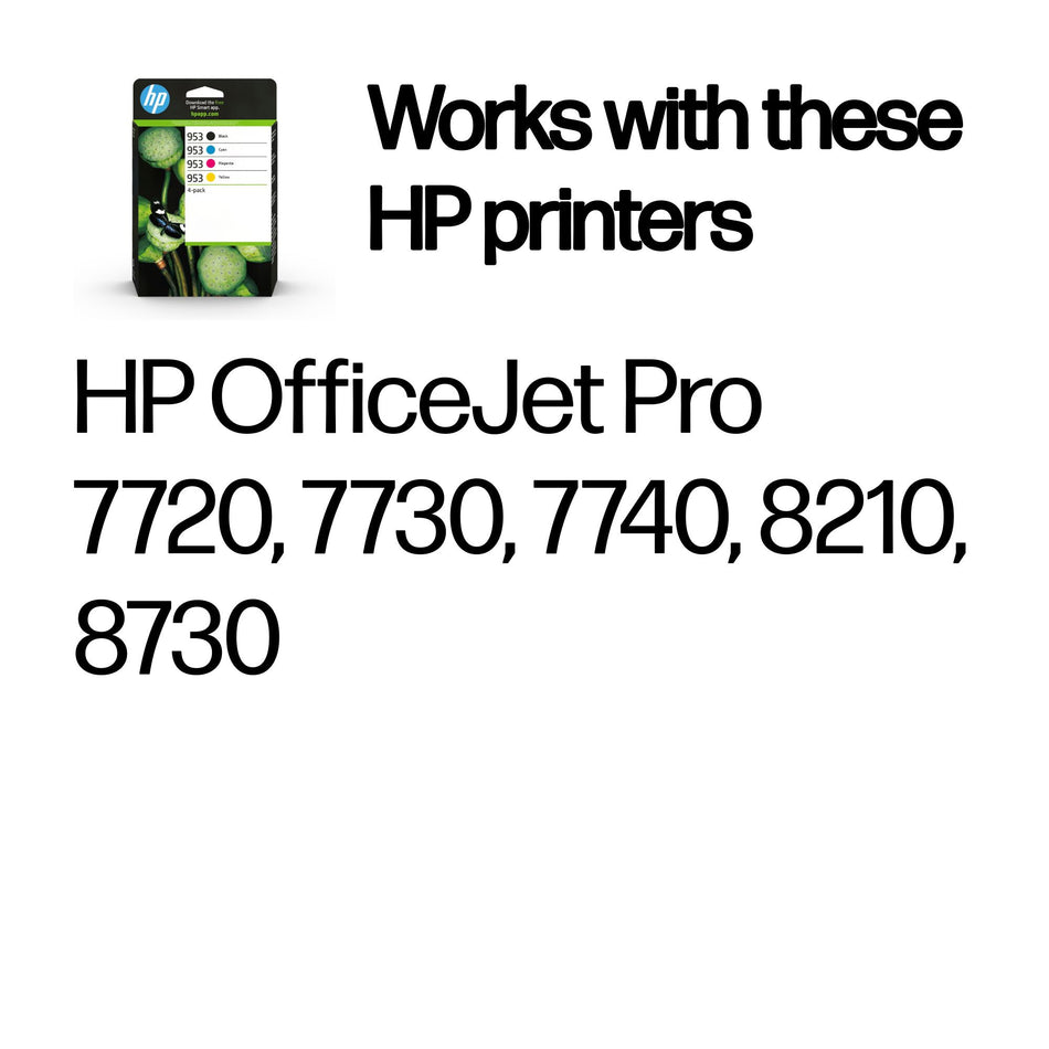 HP 953 4-pack Black/Cyan/Magenta/Yellow Original Ink Cartridges