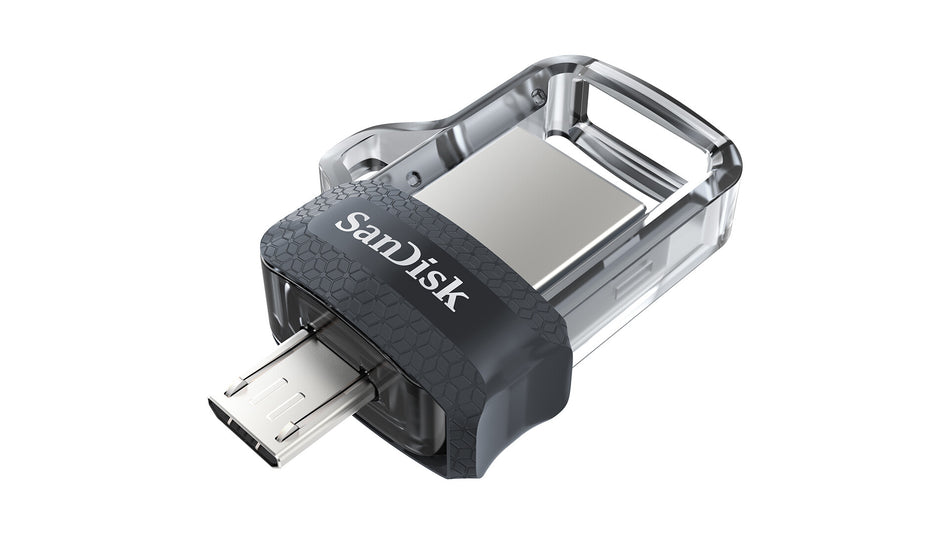 SanDisk Ultra Dual m3.0 USB flash drive 128 GB USB Type-A / Micro-USB 3.2 Gen 1 (3.1 Gen 1) Black, Silver, Transparent