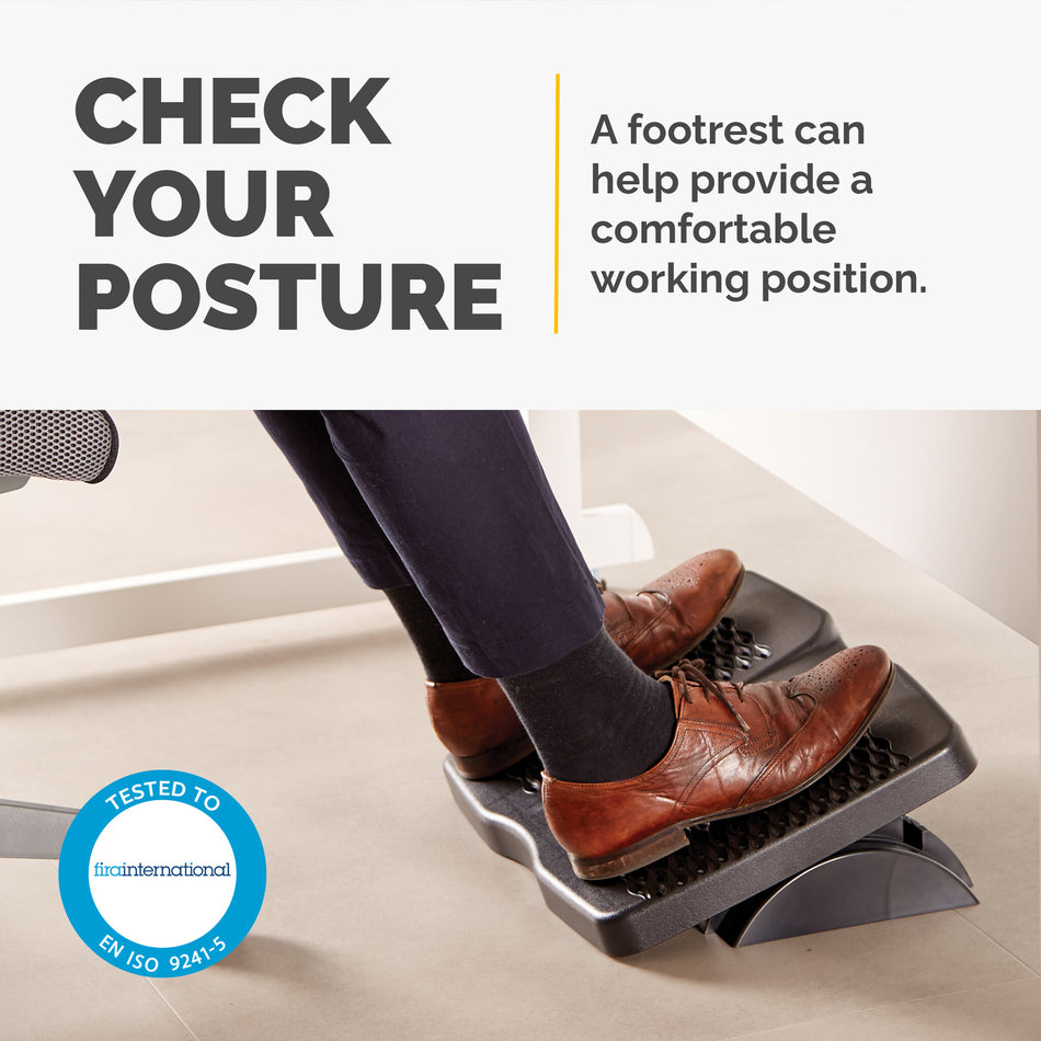 Fellowes Foot Rest Under Desk - Refresh Foot Support Ergonomic Foot Rest with 2 Height Adjustments & Massage Surface - Foot Rest Stool for Office & Home - Black