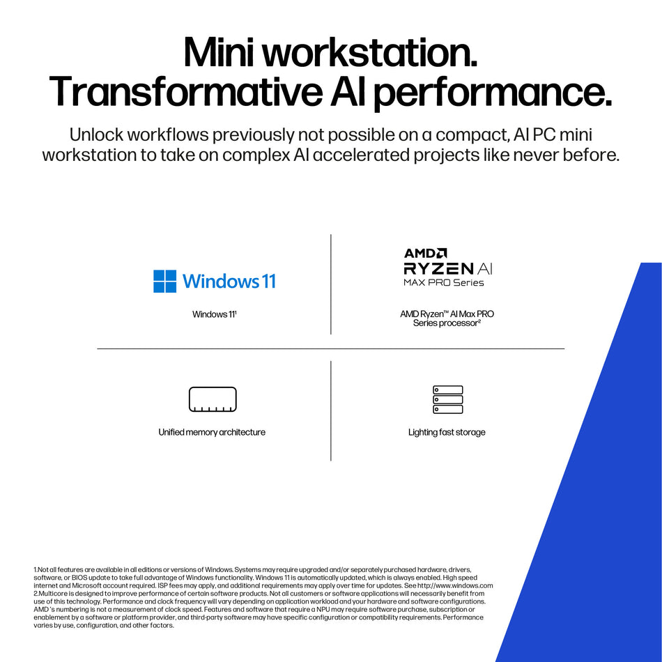 HP Z2 Mini G1a Copilot+ PC AMD Ryzen AI Max+ PRO 395 64 GB LPDDR5x-SDRAM 1 TB SSD Windows 10 Pro Mini PC Workstation Black