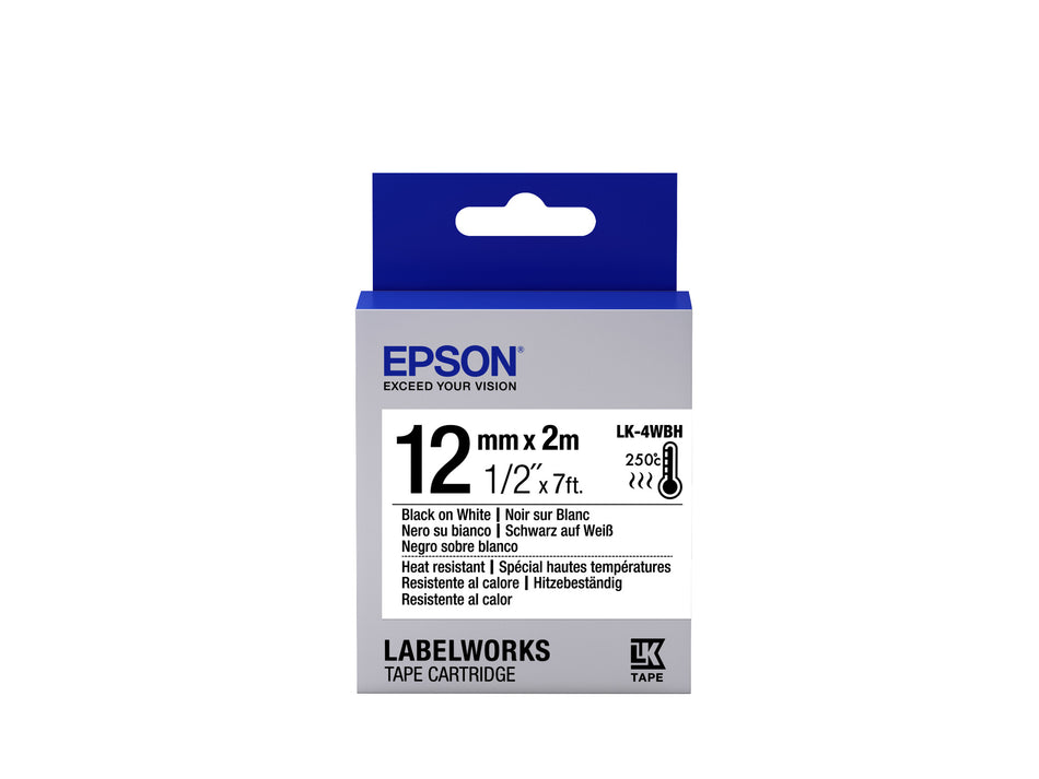 Epson Label Cartridge Heat Resistant LK-4WBH Black/White 12mm (2m)