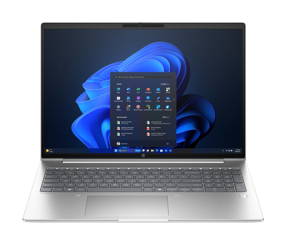 HP ProBook 4 G1iR Intel Core 5 120U Laptop 40.6 cm (16") WUXGA 16 GB DDR5-SDRAM 256 GB SSD Wi-Fi 6E (802.11ax) Windows 11 Pro Silver