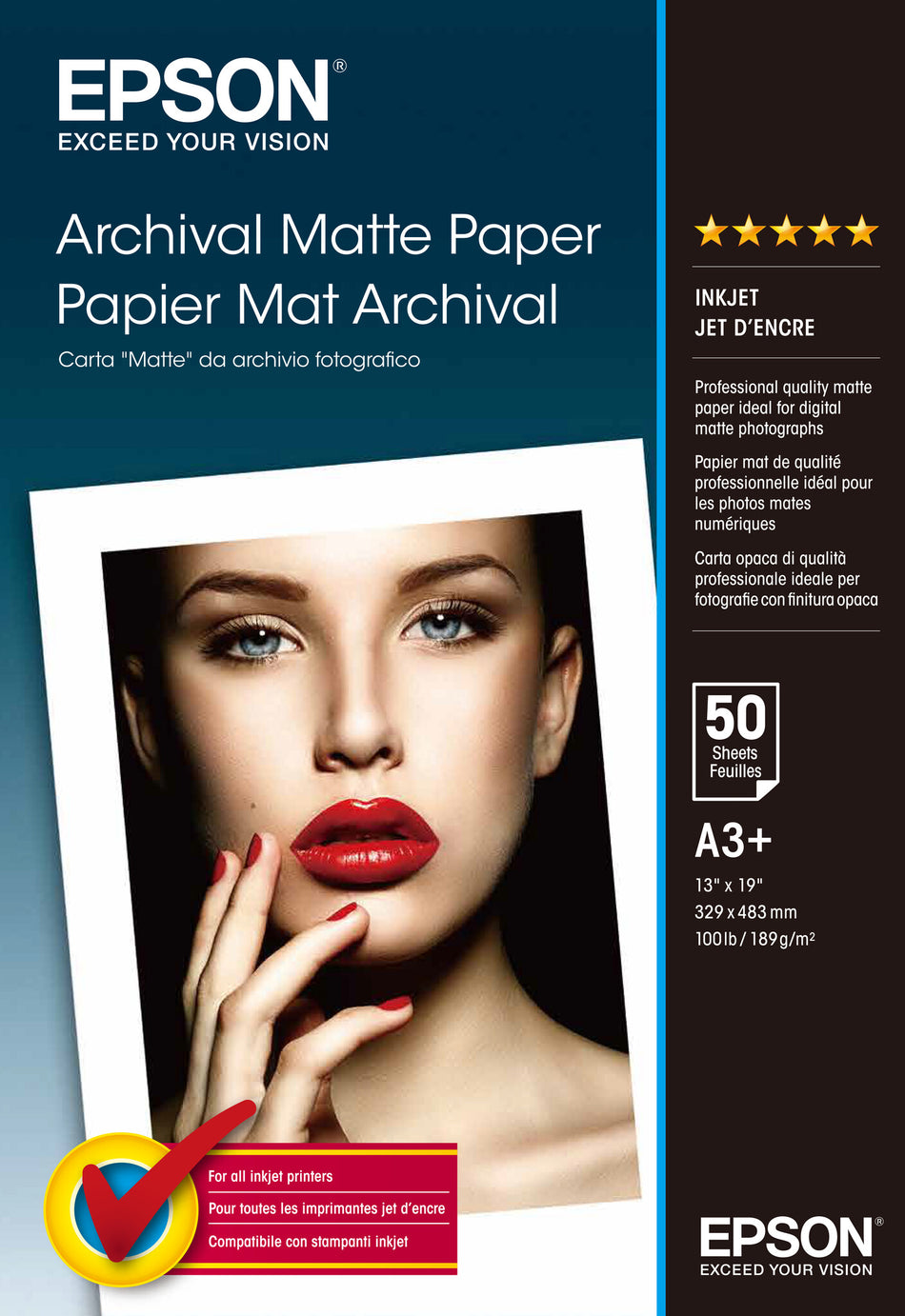 Epson Archival Matte Paper, DIN A3+, 189g/m², 50 Sheets