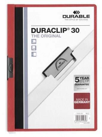 Durable Duraclip 30 report cover PVC Red, Transparent