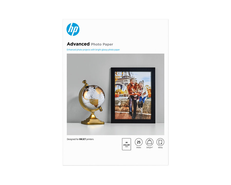 HP Advanced Photo Paper, Glossy, 250 g/m2, A4 (210 x 297 mm), 25 sheets