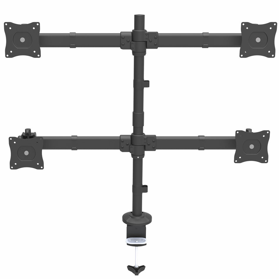 StarTech.com Desk Mount Quad Monitor Arm - Ergonomic VESA 4 Monitor Mount 2x2 up to 27" - Articulating & Height Adjustable Pole Mount - Tilt/Swivel/Rotate LCD/LED Screen - Desk Clamp/Grommet