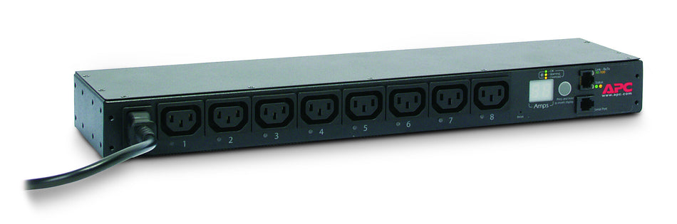 APC NetShelter Switched Rack PDU, 1U, 1PH, 2.3kW 230V 10A or 2.5kW 208V 12A, 8 C13 outlets, C14 cord