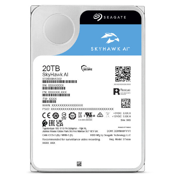 Seagate SkyHawk AI 20 TB internal hard drive 7200 RPM 256 MB 3.5" Serial ATA III