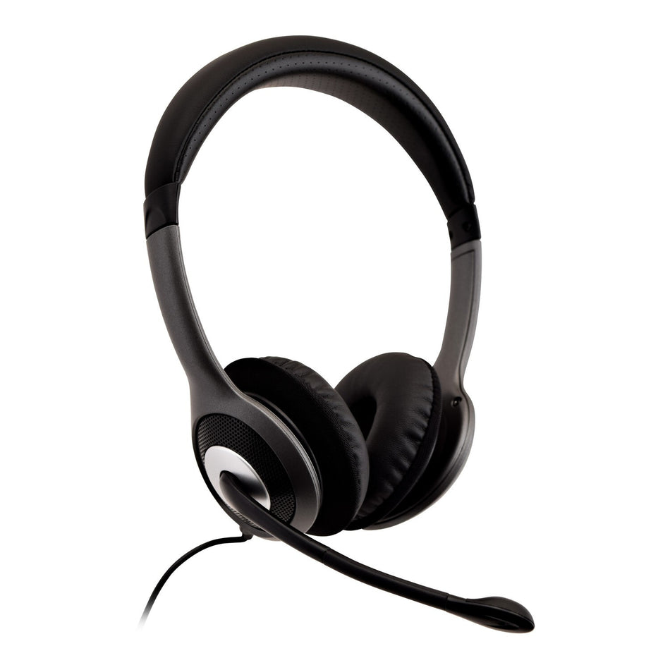 V7 HU521-2EP headphones/headset Wired Head-band Office/Call center Black, Silver