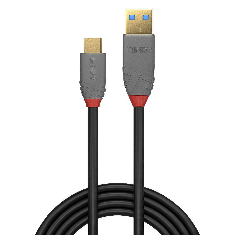 Lindy 0.5m USB 3.2 Type A to C Cable, 10Gbps, 5A, PD, Anthra Line