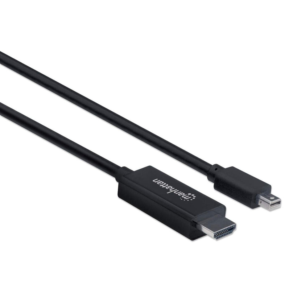 Manhattan Mini DisplayPort 1.2 to HDMI Cable, 4K@60Hz, 1.8m, Male to Male, Black, Equivalent to MDP2HDMM2MB (except 20cm shorter), Three Year Warranty, Polybag