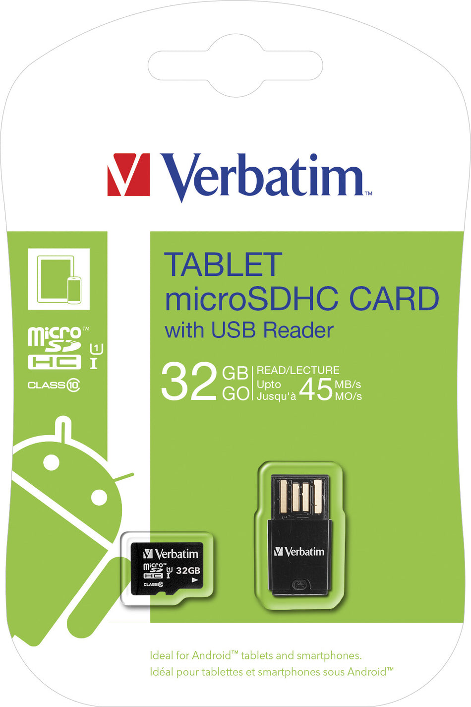 Verbatim Tablet U1 microSDHC Card with USB Reader 32GB