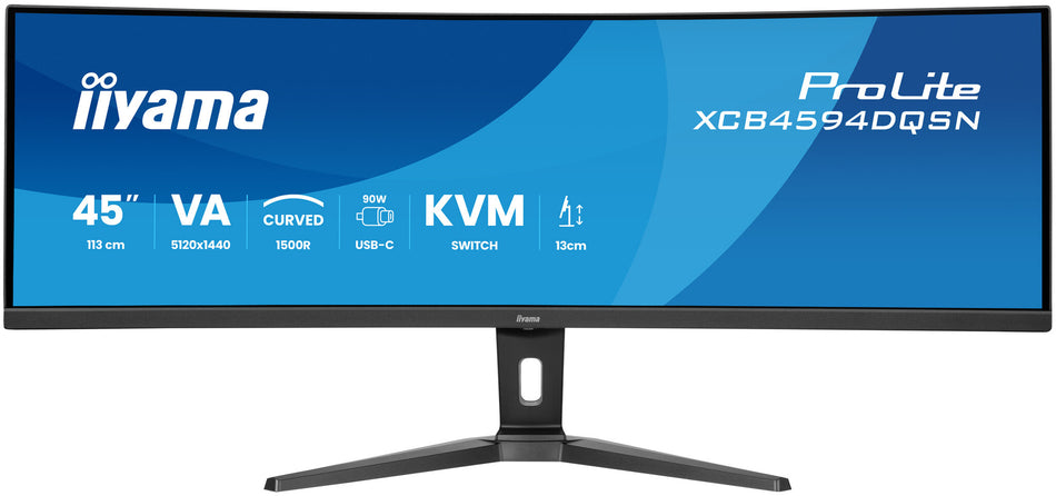 iiyama G-MASTER 45’’ Dual QHD VA panel with KVM switch, USB-C dock and RJ45 (LAN) and height adjustable stand