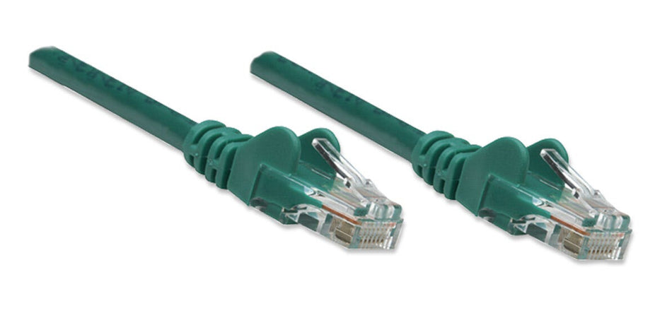 Intellinet Network Patch Cable, Cat5e, 0.5m, Green, CCA, U/UTP, PVC, RJ45, Gold Plated Contacts, Snagless, Booted, Lifetime Warranty, Polybag