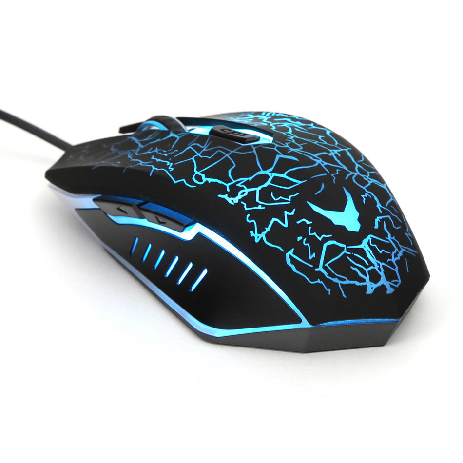 Varr Gaming USB Mouse, Adjustable DPI (800, 1200, 1600 or 2400dpi), USB, Optical, 6 Button with Scroll Wheel, LED light backlight : gradually lit (red-blue-yellow-purple)