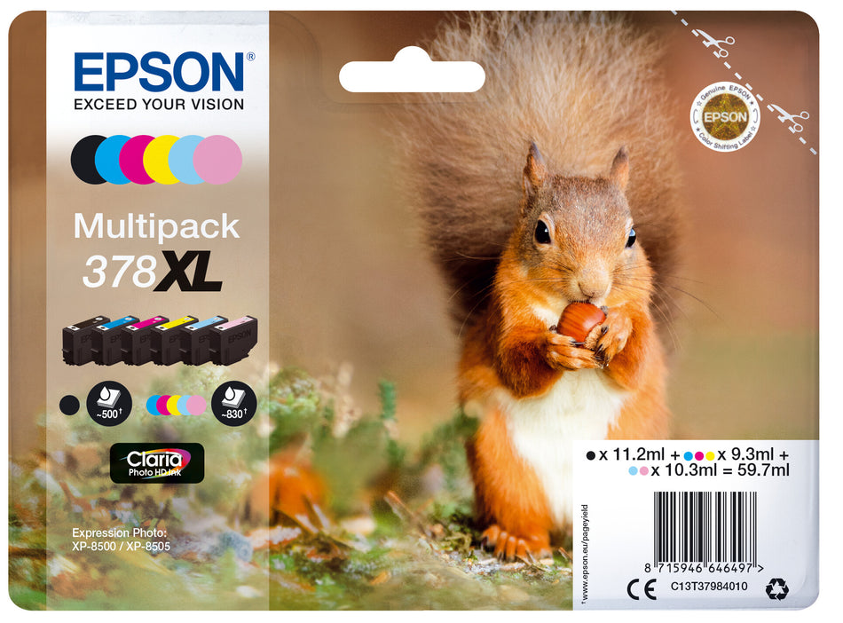 Epson Squirrel Multipack 6-colours 378XL Claria Photo HD Ink