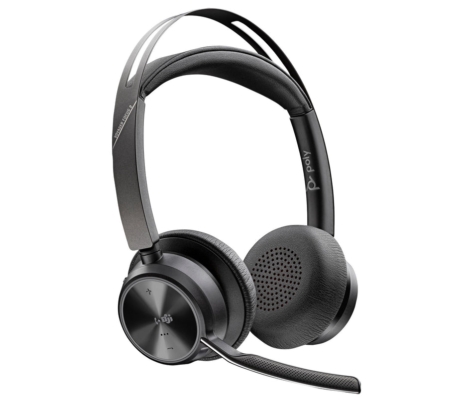 POLY Voyager Focus 2 Microsoft Teams Certified USB-C-C Headset +USB-C/A Adapter +Charging Stand