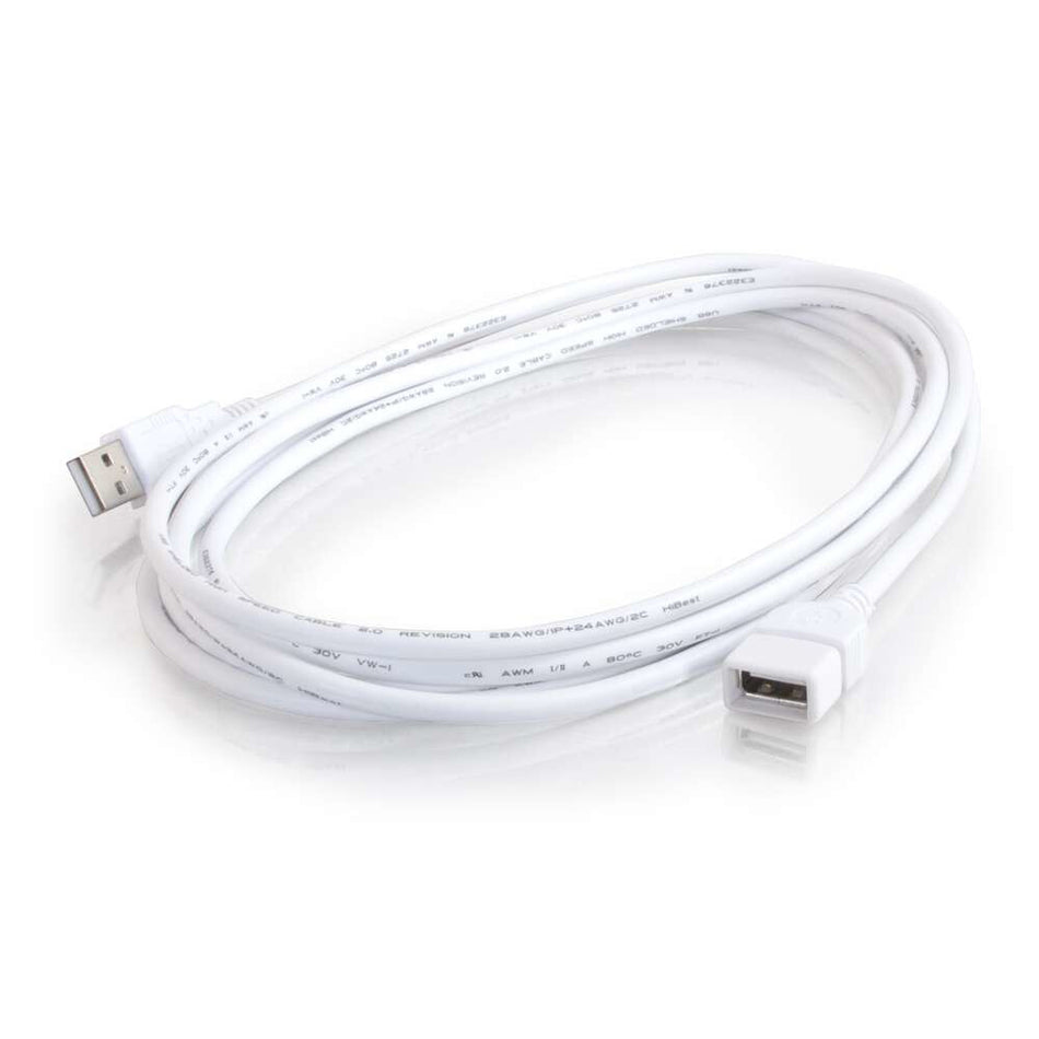 C2G 3m USB 2.0 A Male to A Female Extension Cable - White