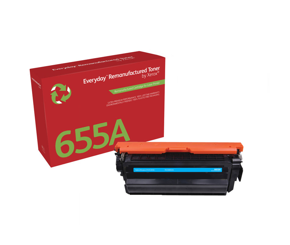 Everyday Remanufactured Everyday™ Cyan Remanufactured Toner by Xerox compatible with HP 655A (CF451A), Standard capacity