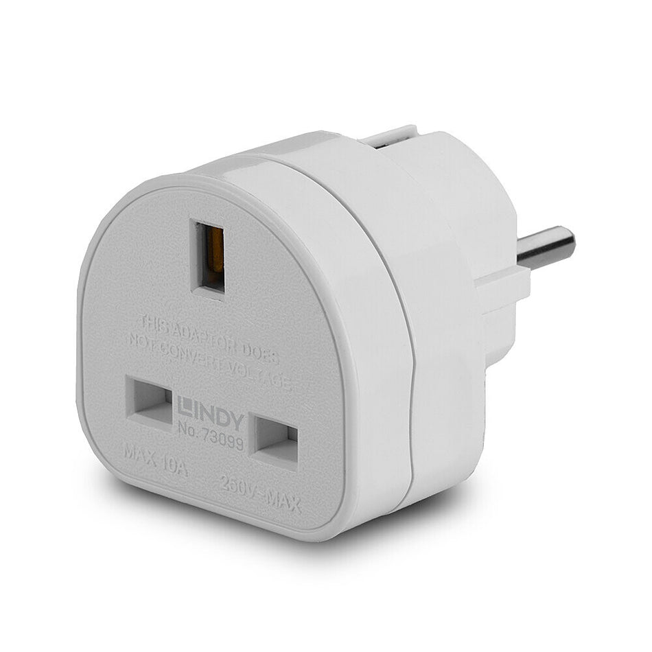 Lindy UK to Euro Adapter Travel Plug, White