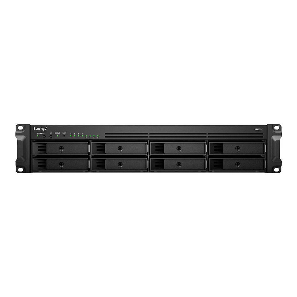 Synology RackStation RS1221RP+ NAS Rack (2U) Ryzen Embedded V1500B 4 GB DDR4 16 TB HDD Aluminium, Black
