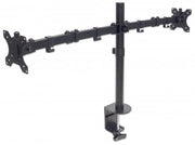 Manhattan Dual Desk Mount for TV & Monitors (Full Motion), For screens 10" to 27", Clamp Assembly, VESA compatibility: 75x75 and 100x100mm - check the dimensions of the four mounting holes on back of screen to ensure it fits, Max 8kg (each), Black,