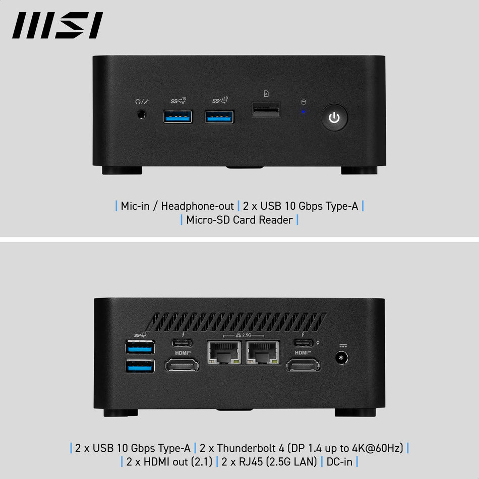 MSI Cubi NUC 1M Intel Core 5 120U Desktop PC, NUC, SFF, Mini Computer, HTPC, (8GB RAM, 512GB Storage, Windows 11 PRO), Intel Graphics/DDR5/Dual ThunderBolt 4/Dual HDMI/Dual LAN/WiFi 6E/BT 5.3/VESA