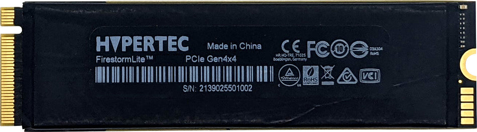 Hypertec FirestormLite512GB M.2 2280 NVMe PCIe Gen 4x4 SSD; 2GB DRAM cache; 7100MB/s seq Read; 2600MB/s Seq write; Random 4K IOPS 423K read / 646k write; 340TB TBW.