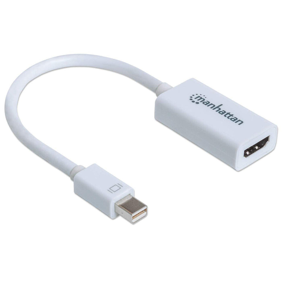 Manhattan Mini DisplayPort 1.2 to HDMI Adapter Cable, 1080p@60Hz, 17cm, Male to Female, White, Lifetime Warranty, Blister