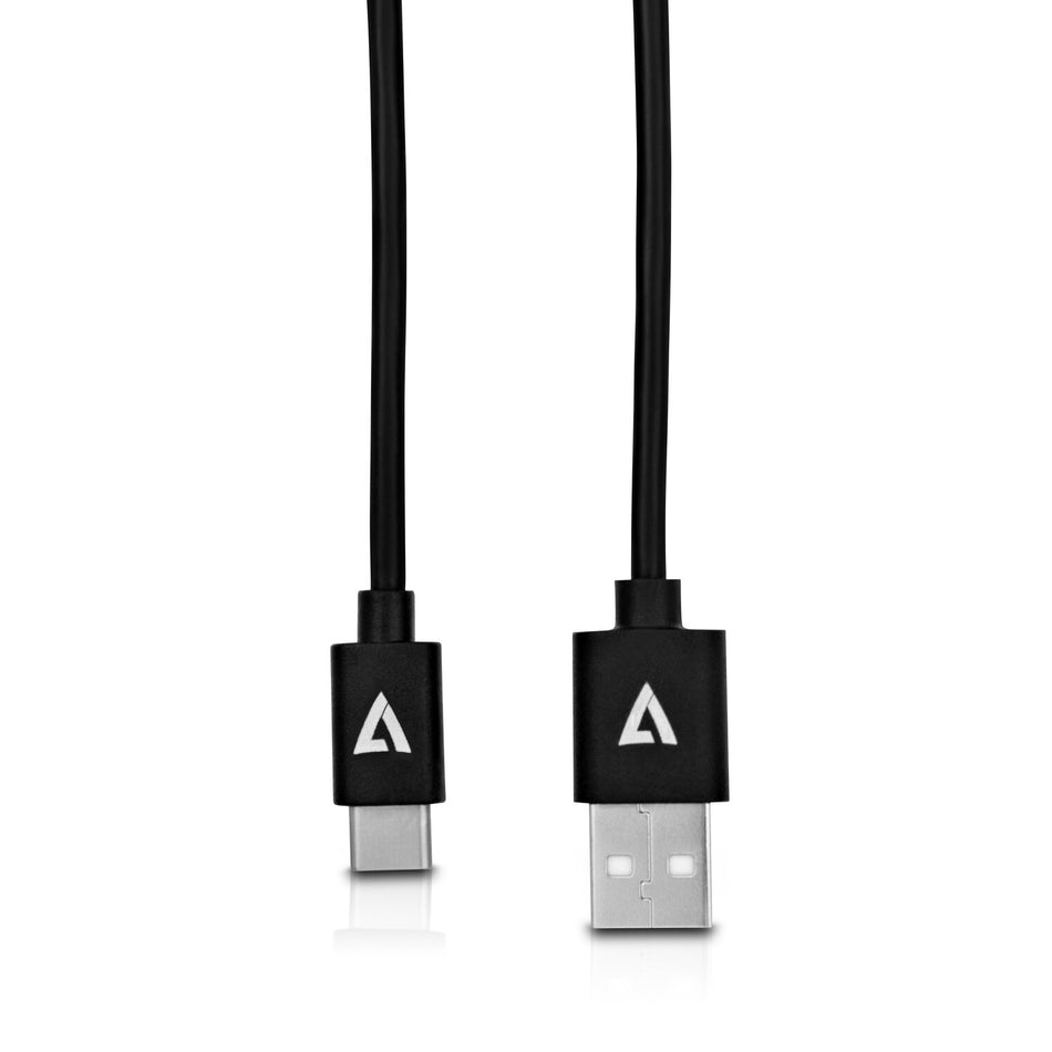 V7 Black USB Cable USB 2.0 A Male to USB-C Male 2m 6.6ft