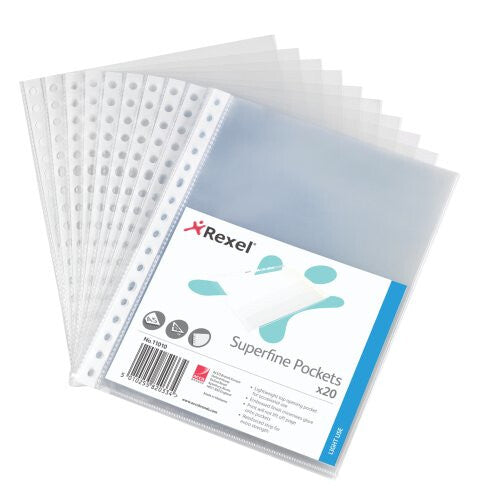 Rexel Superfine Top Opening Embossed A5 Pocket Clear (20)