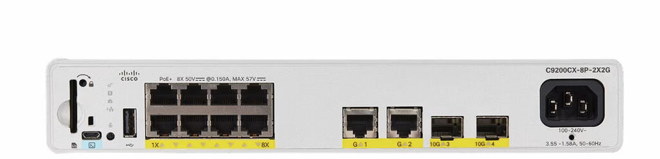 Cisco Catalyst C9200CX-8P-2X2G-E network switch Managed L2/L3 Gigabit Ethernet (10/100/1000) Power over Ethernet (PoE) Grey