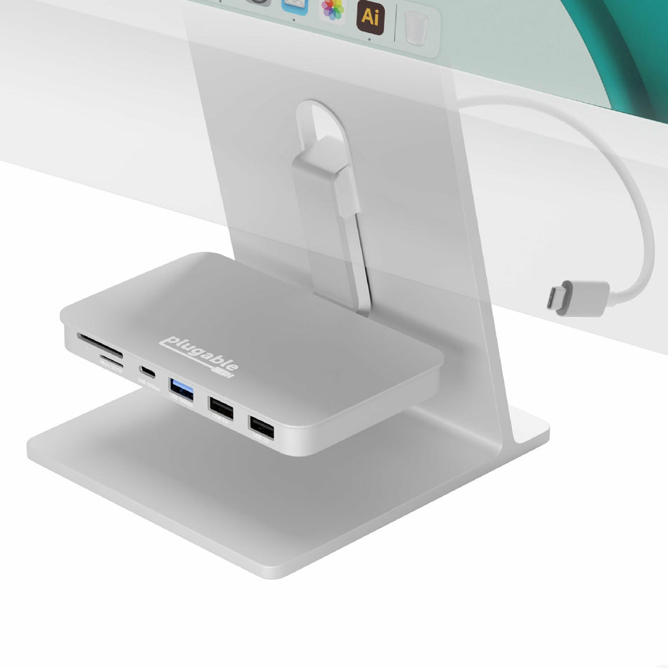 Plugable Technologies USB C Hub for iMac 24 Inch 2021 and 2023, 6-in-1 iMac USB Hub Multiport Adapter with 10Gbps USB-C and USB 3.0, 2X USB 2.0, microSD & SD Card Reader, Not for 2020 and Earlier iMacs (AD-6IN1)