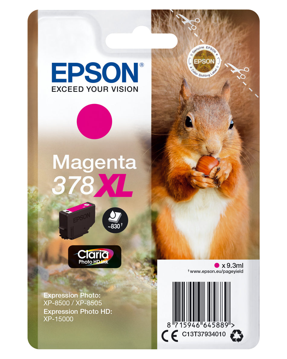 Epson Squirrel Singlepack Magenta 378XL Claria Photo HD Ink