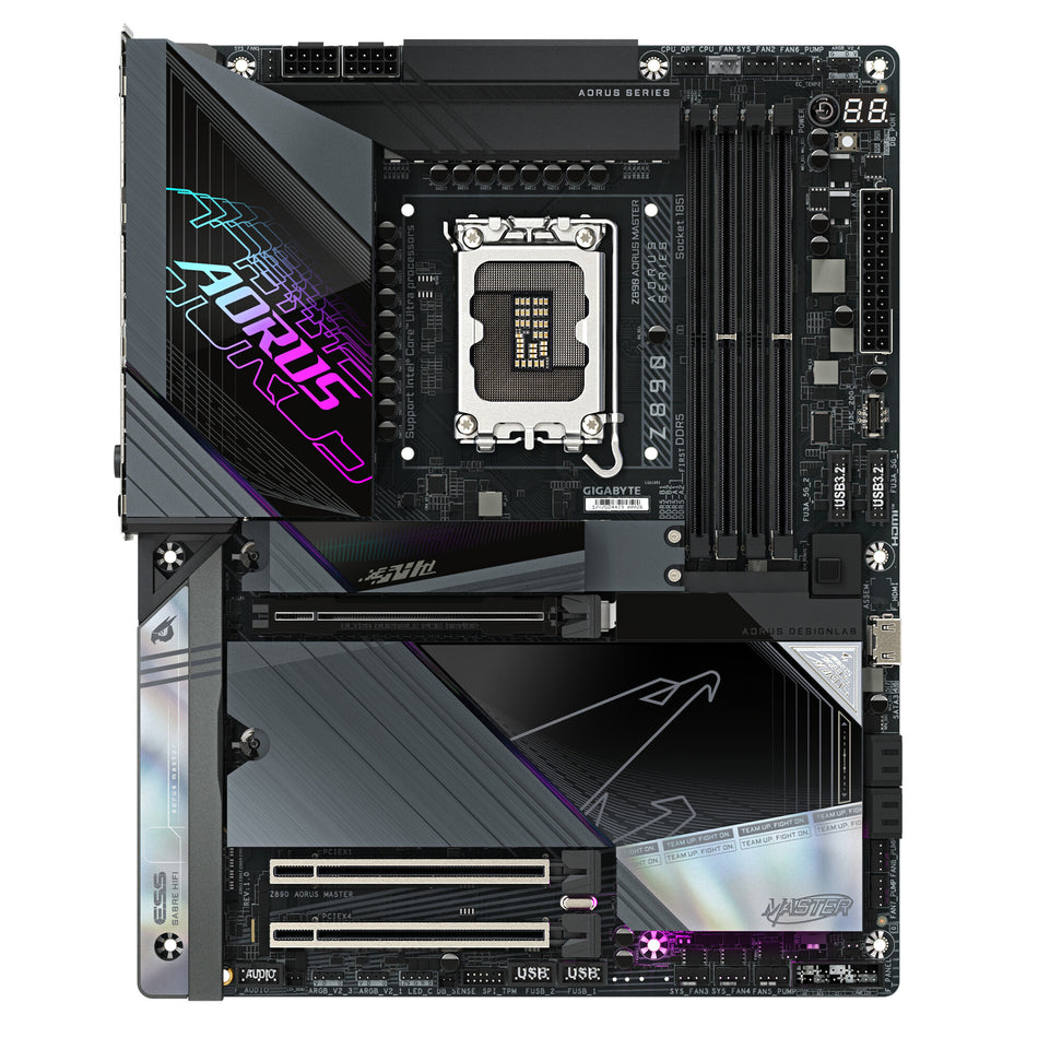 GIGABYTE Z890 AORUS MASTER Motherboard - Supports Intel Core Ultra (Series 2) CPUs, 18+1+2 phases VRM, up to 9500MHz DDR5 (OC), 2xPCIe 5.0 + 3xPCIe 4.0, Wi-Fi 7, 10GbE LAN, Thunderbolt 4