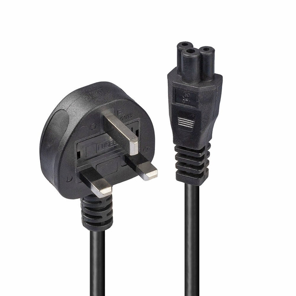 Lindy 1m UK 3 Pin to C5 Mains Cable, lead free