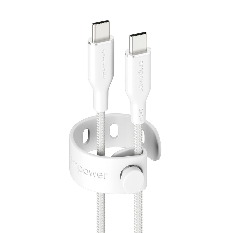 PanzerGlass empower by ® Racing 240W USB-C to USB-C Cable | USB 2.0 | 2M | Silver White