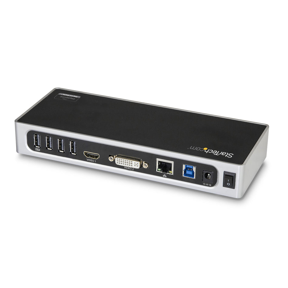 StarTech.com USB 3.0 Docking Station - Dual Monitor Laptop Docking Station with HDMI & DVI/VGA Video - 6-port USB 3.1 Gen 1 5Gbps Hub, GbE, Audio - Universal Type-A Dock - Windows & Mac