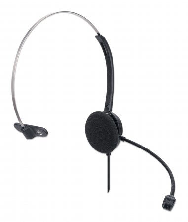 Manhattan Mono On-Ear Headset (USB) (Clearance Pricing), Microphone Boom (padded), Retail Box Packaging, Adjustable Headband, In-Line Volume Control, Ear Cushion, USB-A for both sound and mic use, cable 1.5m, Three Year Warranty