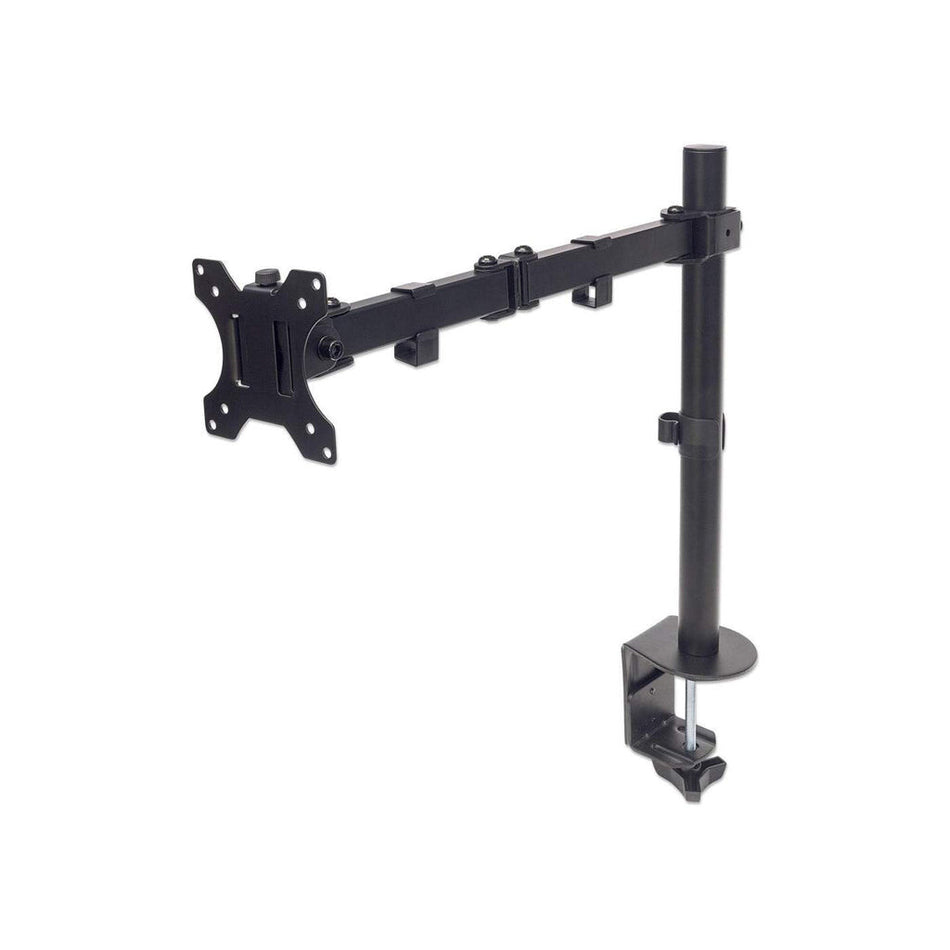 Manhattan TV & Monitor Mount, Desk, Full Motion, 1 screen, Screen Sizes: 10-27", Black, Clamp Assembly, VESA 75x75 to 100x100mm, Max 8kg, Lifetime Warranty