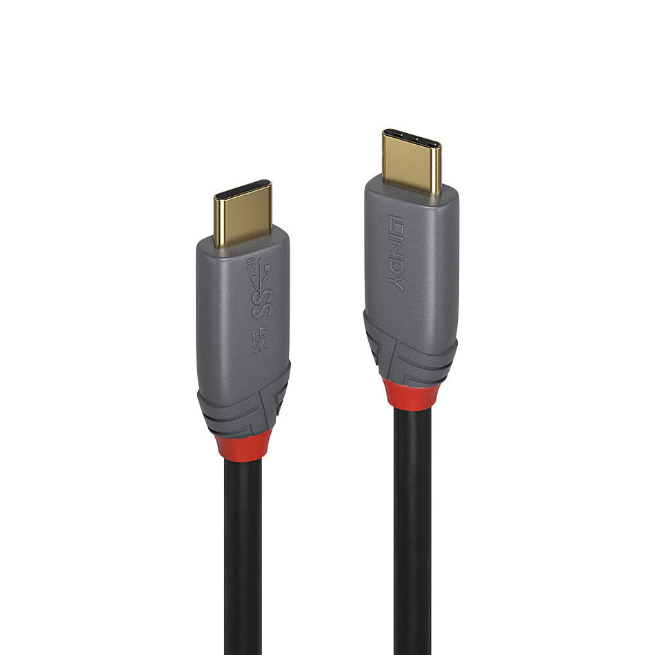 Lindy 1m USB 3.2 Type C to C Cable, 20Gbps, 5A, PD, Anthra Line