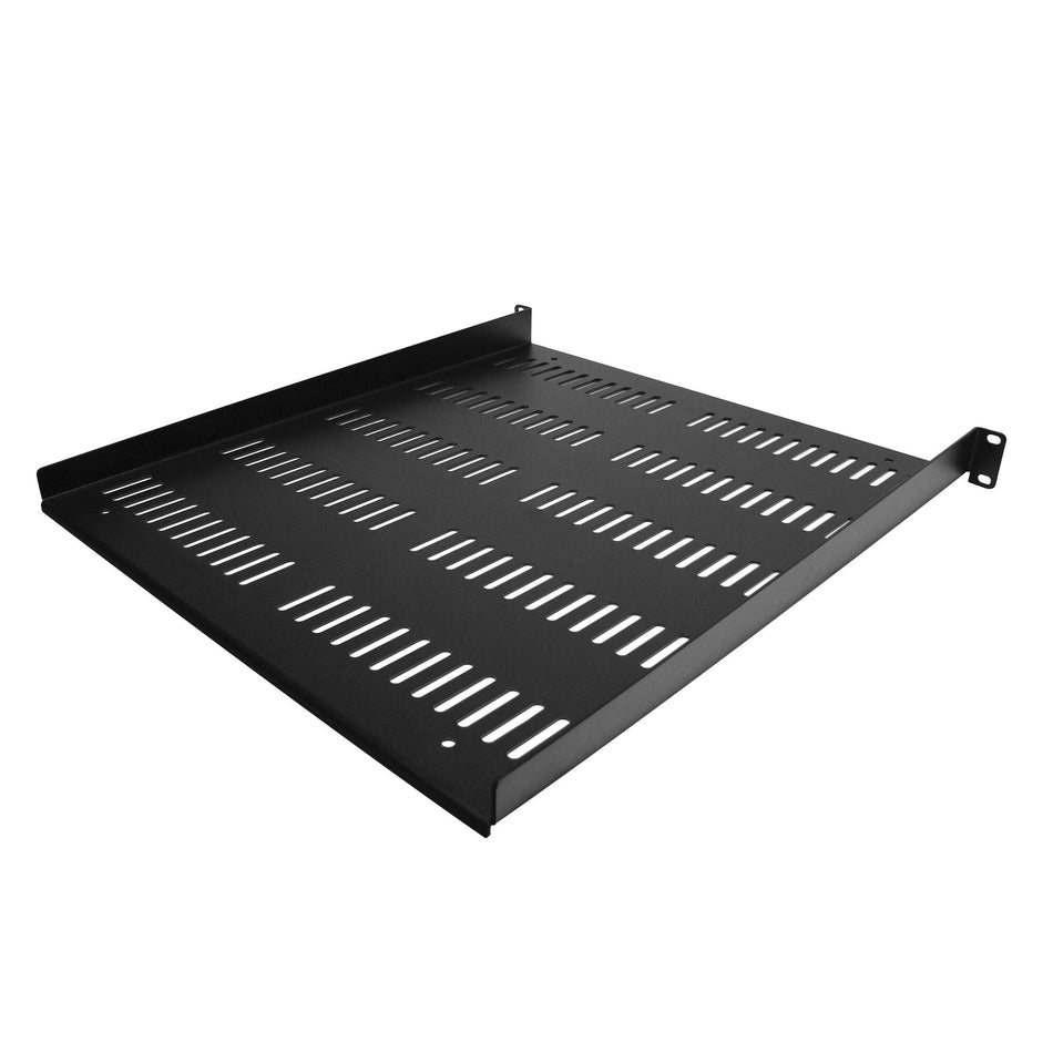 StarTech.com 1U Server Rack Shelf - Universal Vented Rack Mount Cantilever Tray for 19" Network Equipment Rack & Cabinet - Durable Design - Weight Capacity 55lb/25kg - 20" Deep Shelf, Black