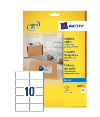 Avery J8173-25 addressing label Self-adhesive label White