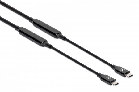 Manhattan USB-C to USB-C Cable, 3m, Active, Male to Male, Black, 10 Gbps (USB 3.2 Gen2 aka USB 3.1), 3A (fast charging), SuperSpeed+ USB, Lifetime Warranty
