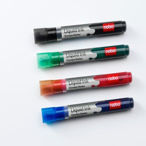 Nobo Liquid Ink Drywipe Markers Assorted (6)