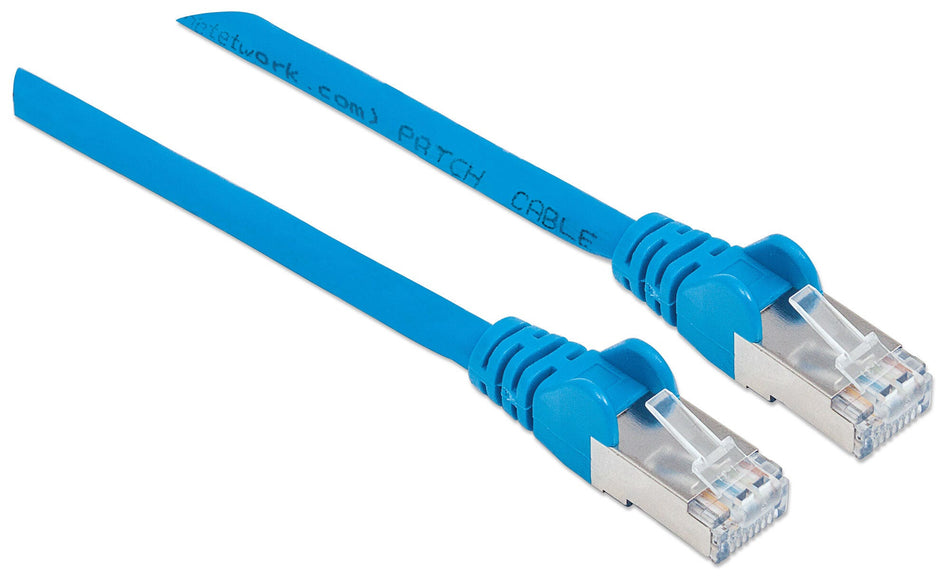 Intellinet Network Patch Cable, Cat6A, 0.5m, Blue, Copper, S/FTP, LSOH / LSZH, PVC, RJ45, Gold Plated Contacts, Snagless, Booted, Lifetime Warranty, Polybag